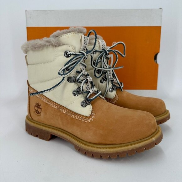 Timberland Premium 6-in Warm-Lined Winter Boots 6.5 Women's Lace-up Wheat Nubuck - Picture 1 of 10